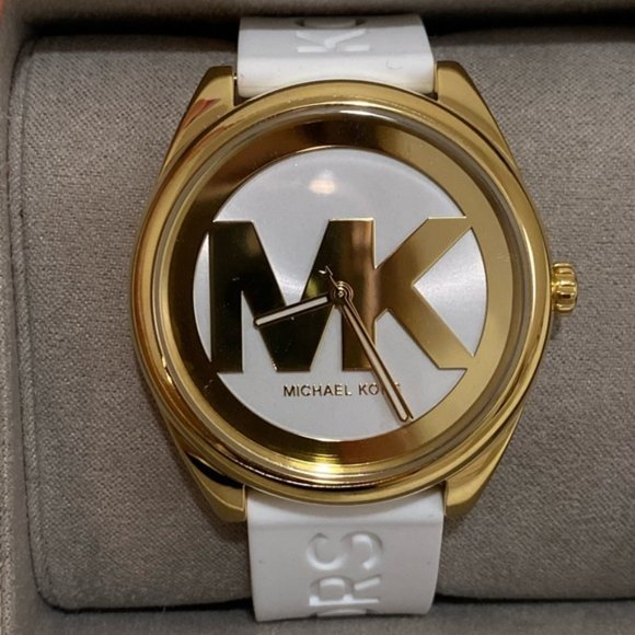 Michael Kors Janelle White Gold Silicone Watch - Picture 1 of 5